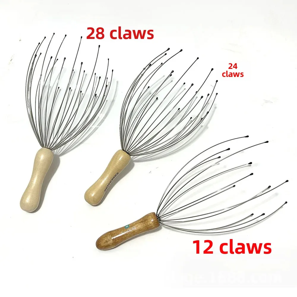 28-24 Pronged Wooden Handle Head Massager Real Wood Octopus Design Hair Scalp Massage Tool Beauty Health Care from China