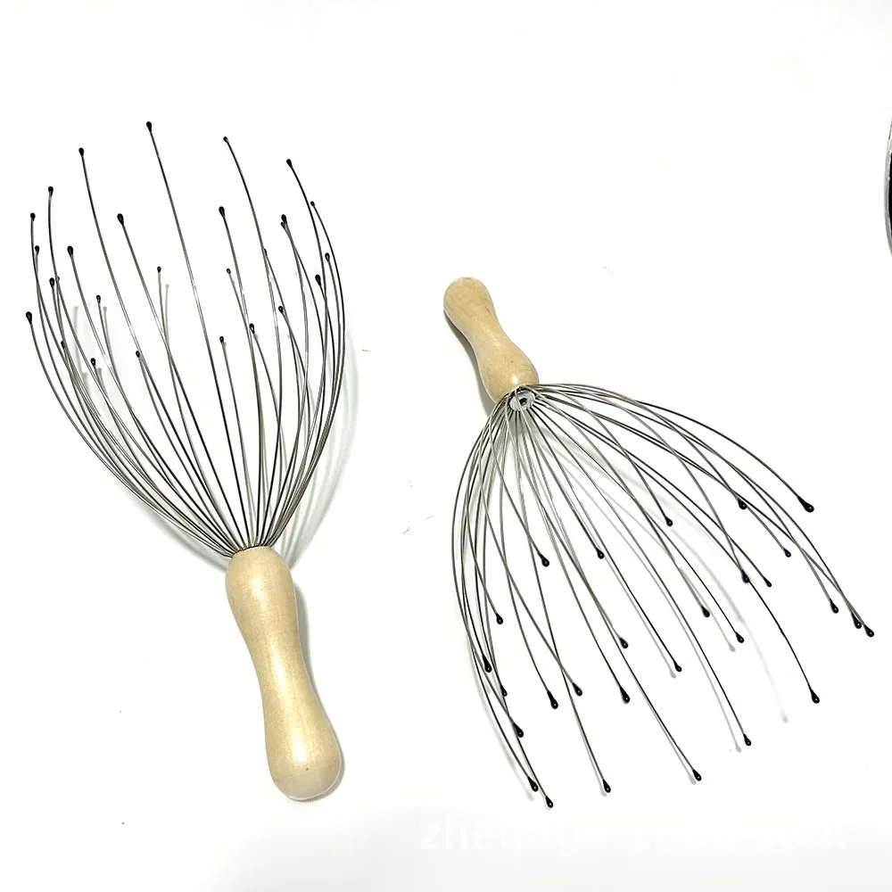 28-24 Pronged Wooden Handle Head Massager Real Wood Octopus Design Hair Scalp Massage Tool Beauty Health Care from China thumbnail 3