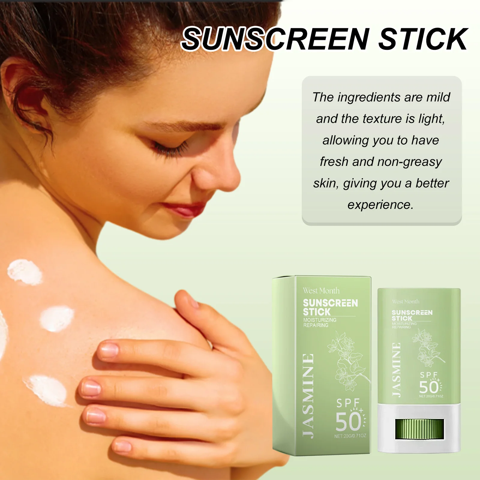 Spf 50+ Sunscreen Stick UV Protective Brightening Waterproof Sweatproof Refreshing Deep Moisturizing Lightweight Sunscreen Stick thumbnail 2