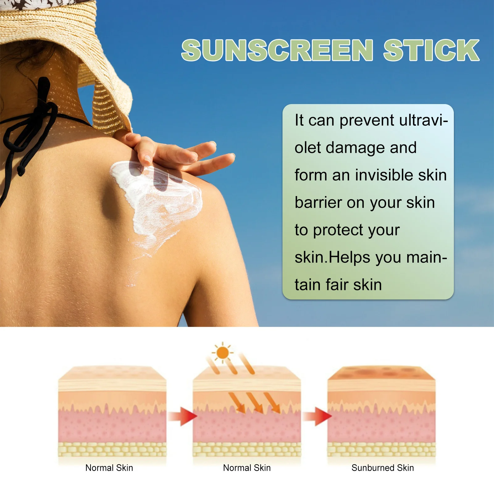 Spf 50+ Sunscreen Stick UV Protective Brightening Waterproof Sweatproof Refreshing Deep Moisturizing Lightweight Sunscreen Stick thumbnail 4
