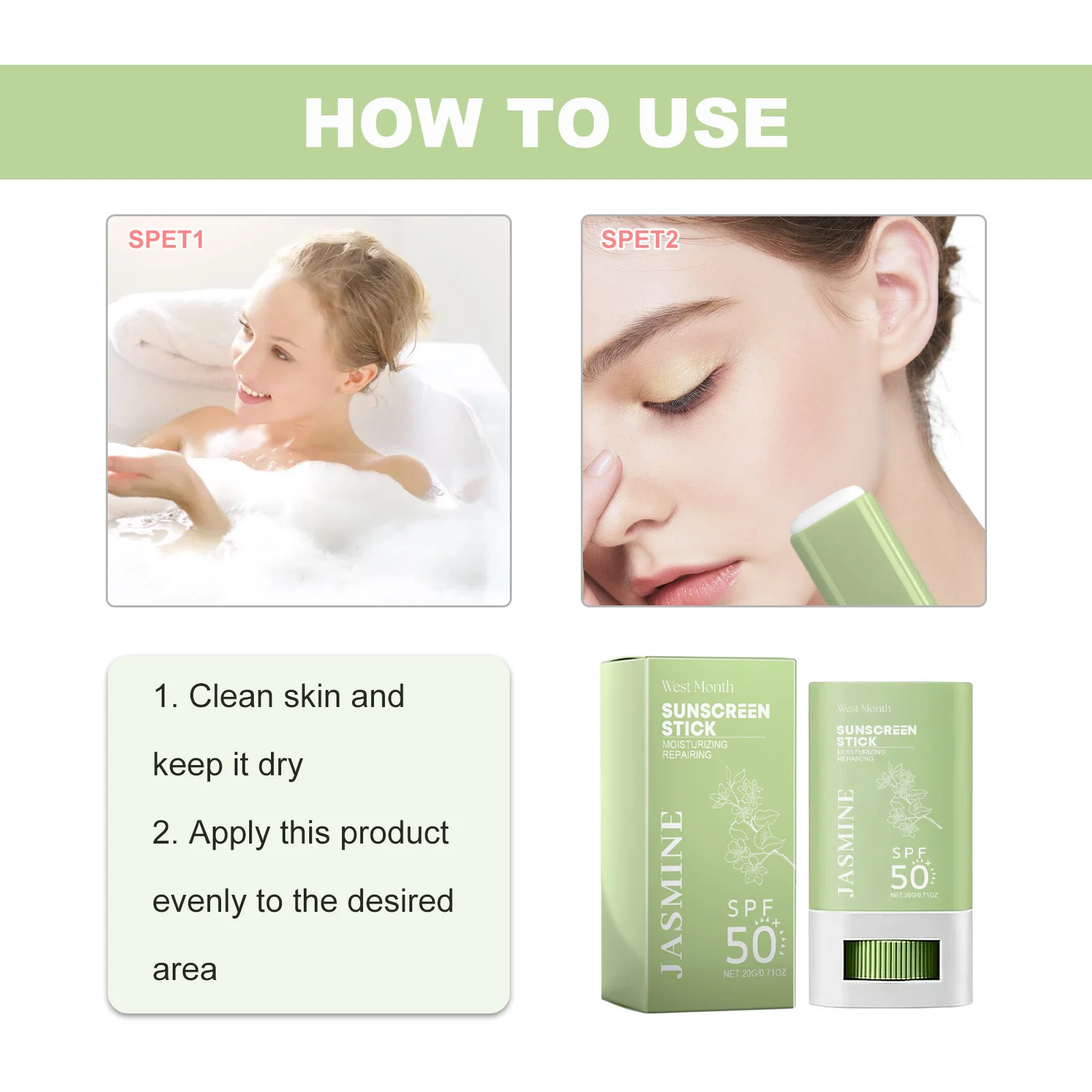 Spf 50+ Sunscreen Stick UV Protective Brightening Waterproof Sweatproof Refreshing Deep Moisturizing Lightweight Sunscreen Stick thumbnail 6