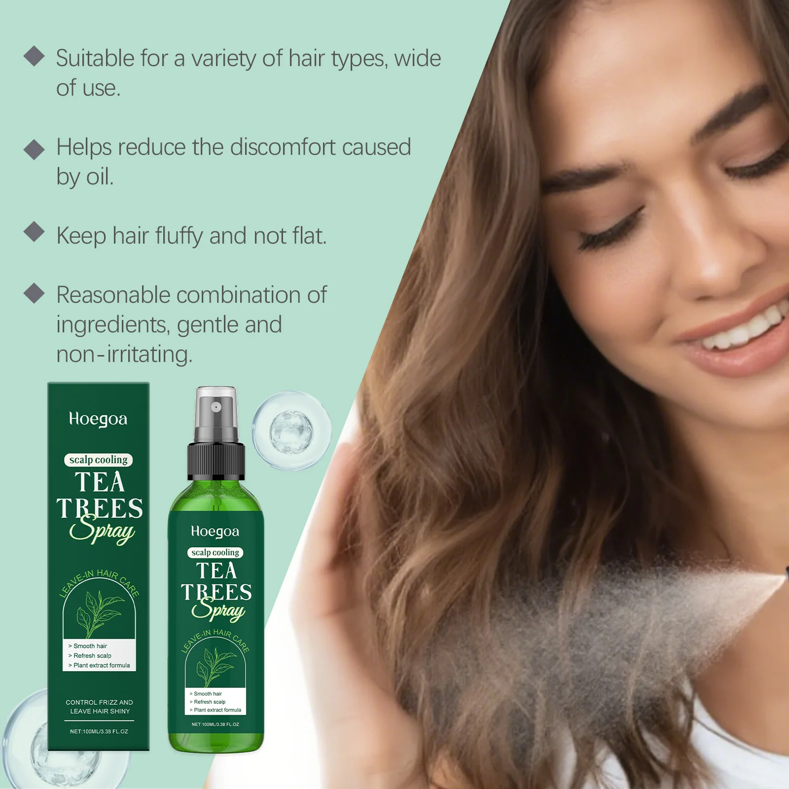 Tea Tree Oil Anti Hair Break Spray Hair Growth Thicken Strengthing Root Repair Damage Moisturizing Scalp Anti Hair Loss Spray thumbnail 6