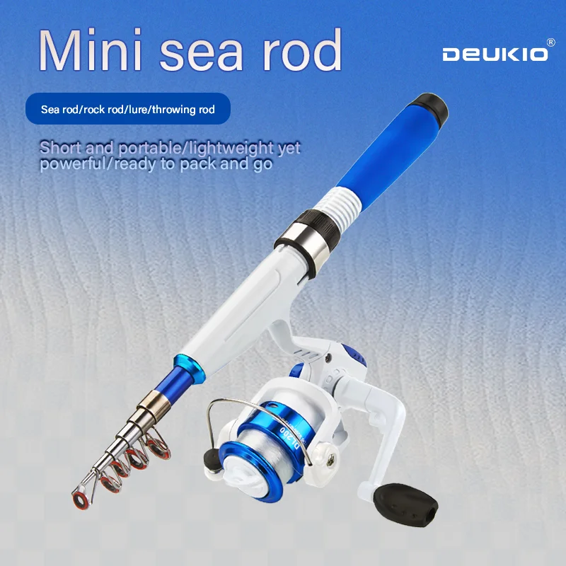DEUKIO Mini Fishing Pole Kits With Telescopic Fishing Rod And Spinning Reel Baits Travel Pole Set for Beginner Children thumbnail 6