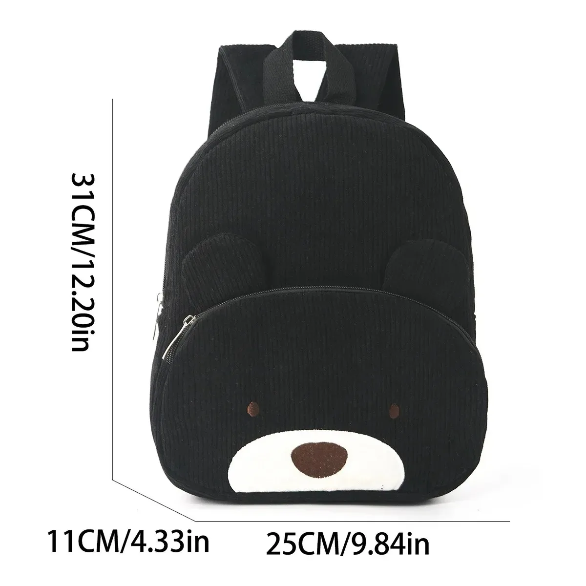 Customized Name Toddler Backpack - Cartoon Bear Corduroy Bag with Large Capacity, Embroidered Name Plush Backpack for Kids thumbnail 4