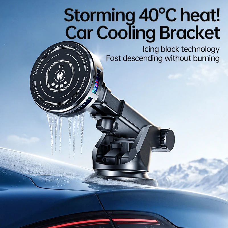 Semiconductor Cooling Magnetic Car Air Vent Holder Heat Dissipation Suction Cup Phone Mount for Iphone 17 16 15 Samsung Xiaomi thumbnail 4