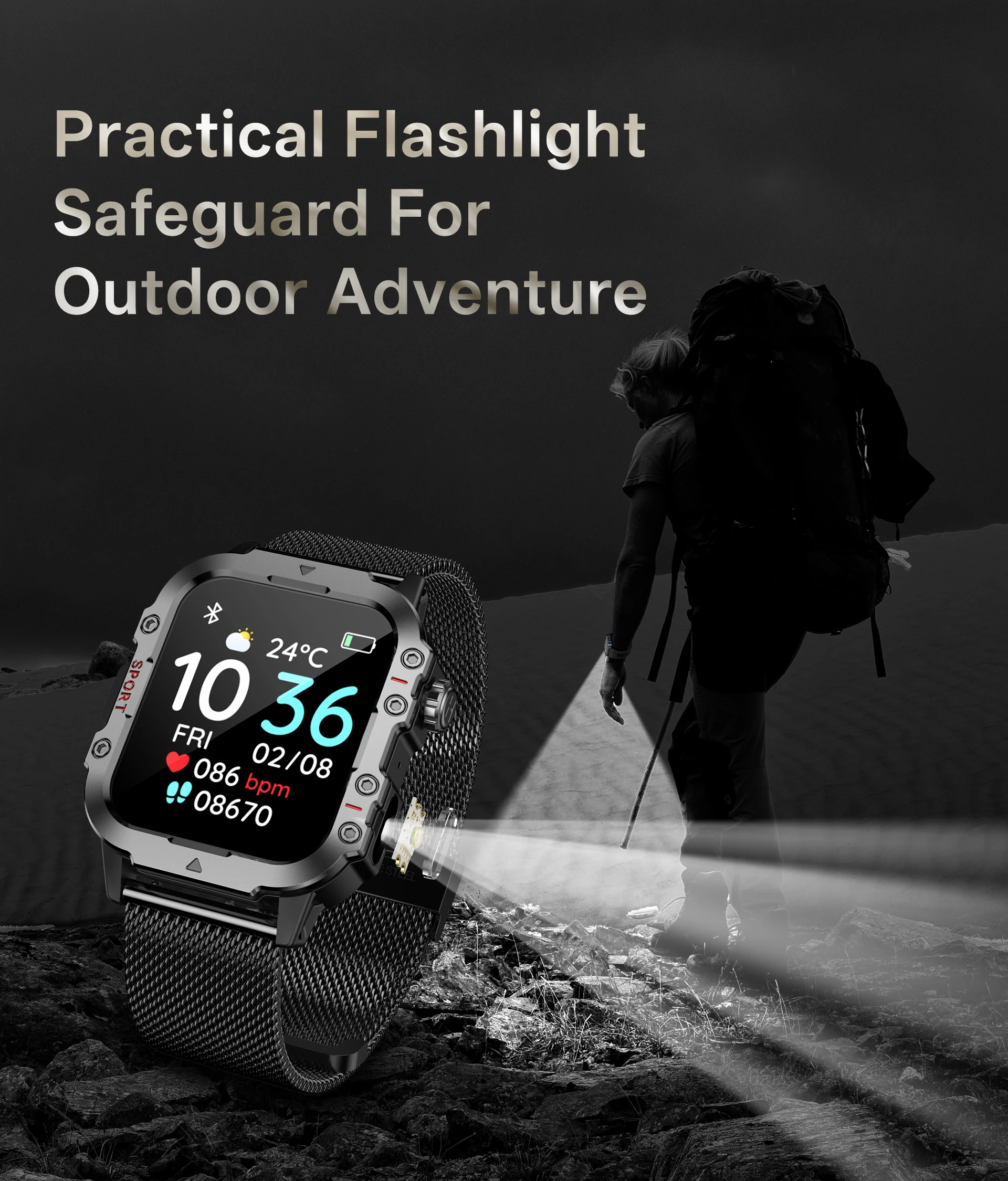 2026 New Military Smart Watch Men IP67 3ATM Outdoor Sports Fitness Tracker Health Monitor 1.44Inch BT Call Smartwatch thumbnail 6