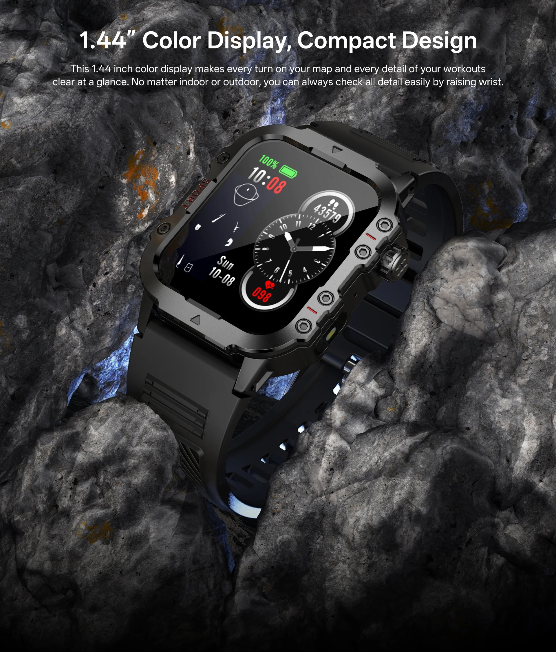 2026 New Military Smart Watch Men IP67 3ATM Outdoor Sports Fitness Tracker Health Monitor 1.44Inch BT Call Smartwatch thumbnail 3