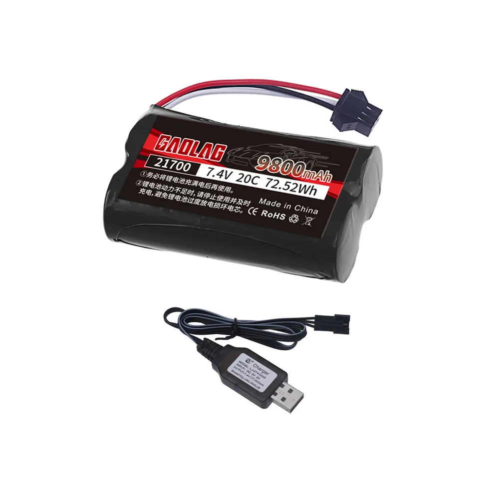 7.4V 9800mAh 21700 SM-3P Li-ion Battery with charger For MN82 MN128 MN78 LC79 MN90K MN91 MN45 MN99 MN96 RC Car Parts thumbnail 3
