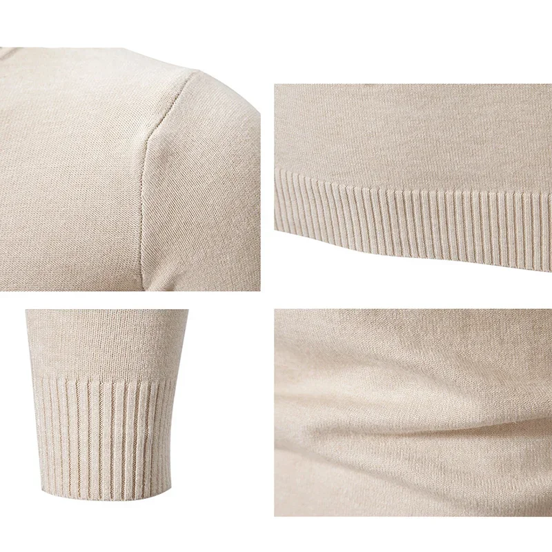 Autumn Men's Half Turtleneck Sweater Solid Color Basic Style Casual Fashion Knitwear Slim Fit High Elastic Male Warm Pullovers thumbnail 5