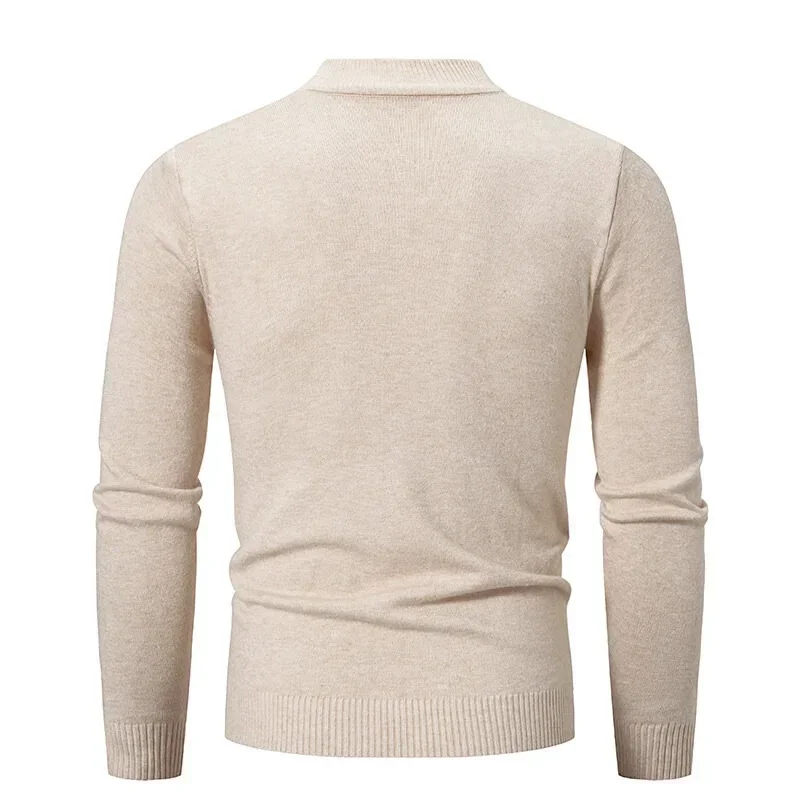 Autumn Men's Half Turtleneck Sweater Solid Color Basic Style Casual Fashion Knitwear Slim Fit High Elastic Male Warm Pullovers thumbnail 2