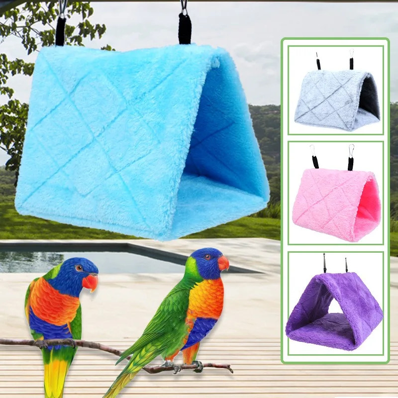 Bird Bed Winter Pet Bird Parrot Cages Warm Plush Hammock Hut Tent Bed Hanging Cave for Sleeping and Hatching Bird Accessories thumbnail 4