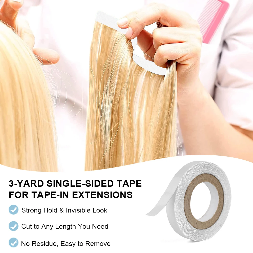 GlamorDove 3Y Single Sided Tape Roll for Tape Weft & Tape-in Hair Extensions, Waterproof, Strong Hold, Invisible, Easy Cut Tape thumbnail 4