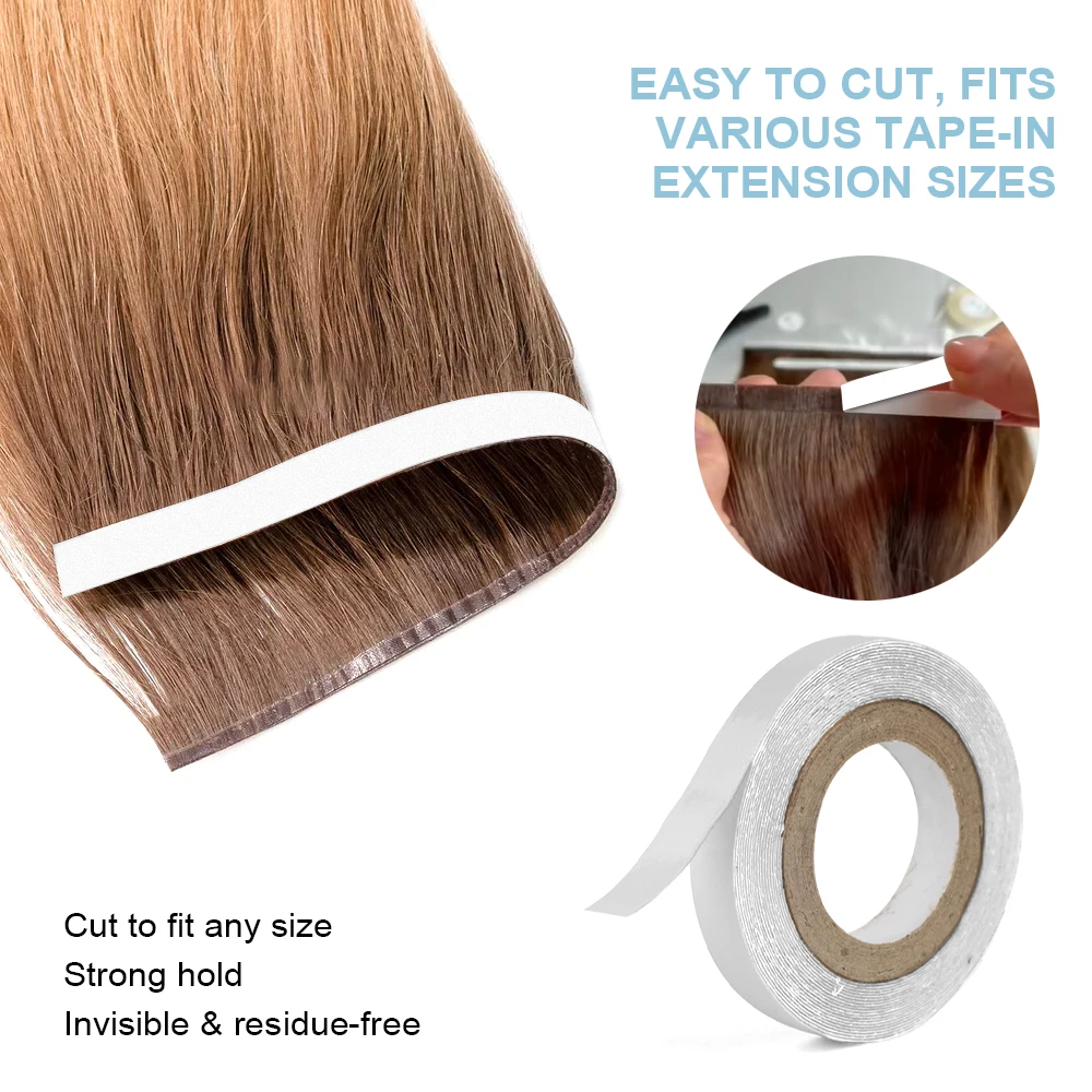 GlamorDove 3Y Single Sided Tape Roll for Tape Weft & Tape-in Hair Extensions, Waterproof, Strong Hold, Invisible, Easy Cut Tape thumbnail 6