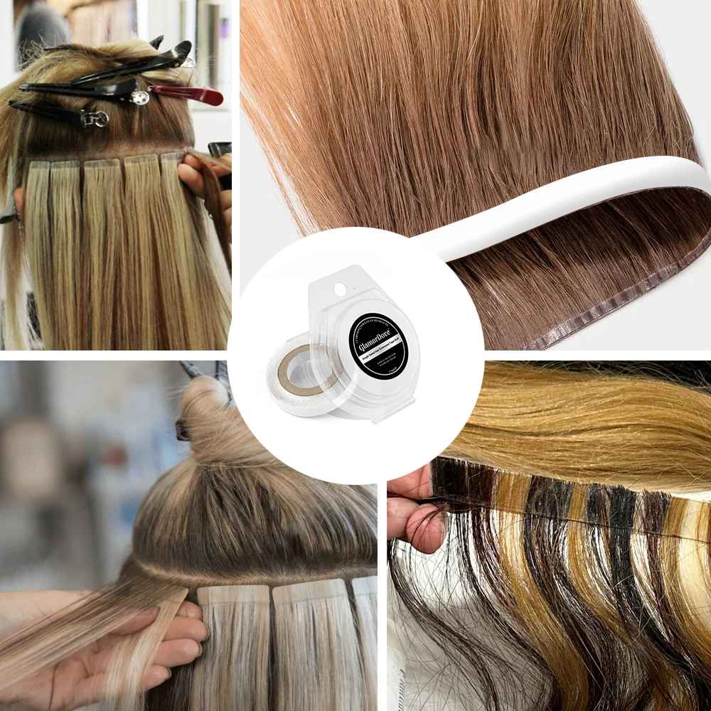 GlamorDove 3Y Single Sided Tape Roll for Tape Weft & Tape-in Hair Extensions, Waterproof, Strong Hold, Invisible, Easy Cut Tape thumbnail 5