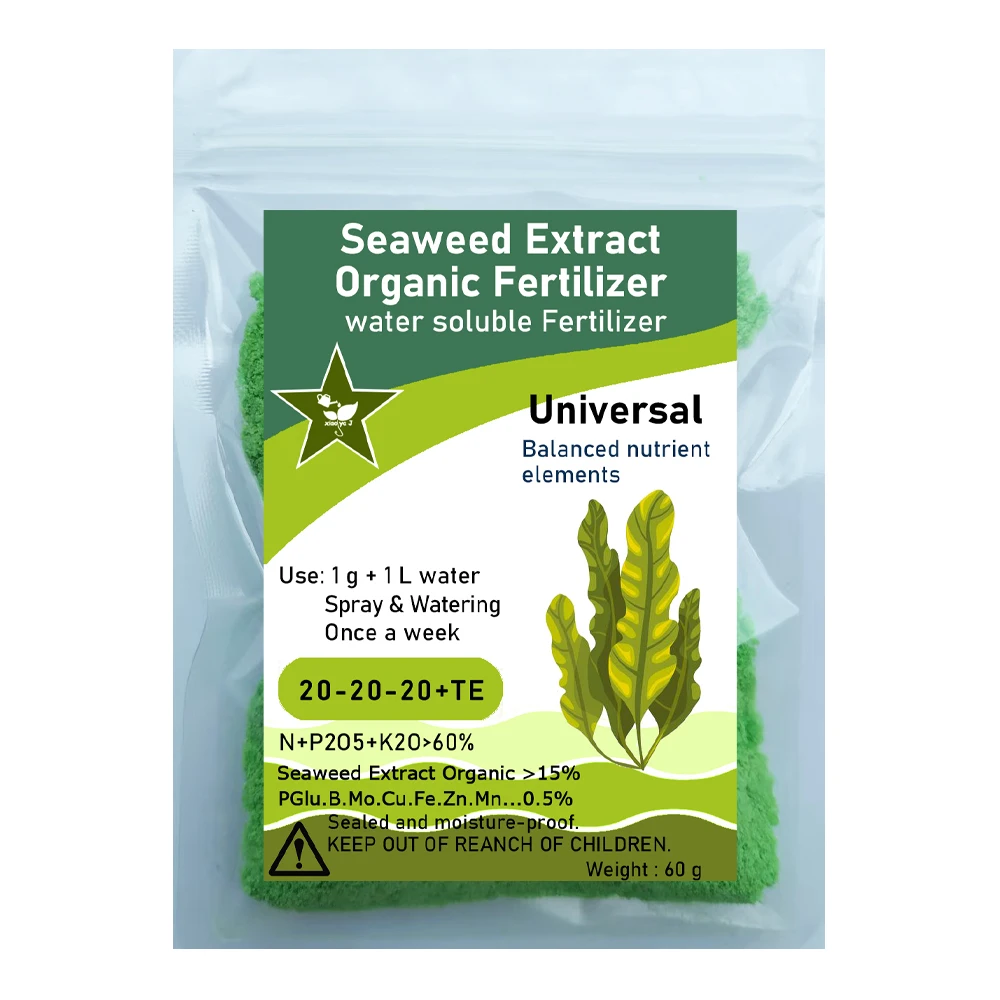 60g Seaweed Extract Organic Fertilizer Balanced Nutrient Elements In Water Soluble Fertilize 20-20-20 For Bonsai thumbnail 6