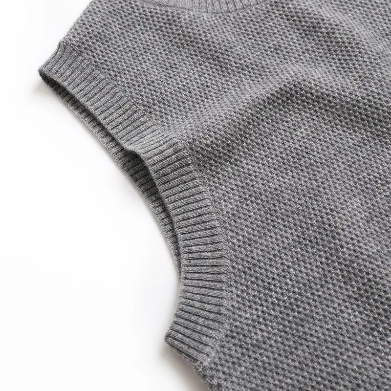 Men's Sweater Temperment Authentic Autumn/Winter Sweater Tank Top Sweater Round Neck Vest Solid Color Knitted Sweater TOP thumbnail 5
