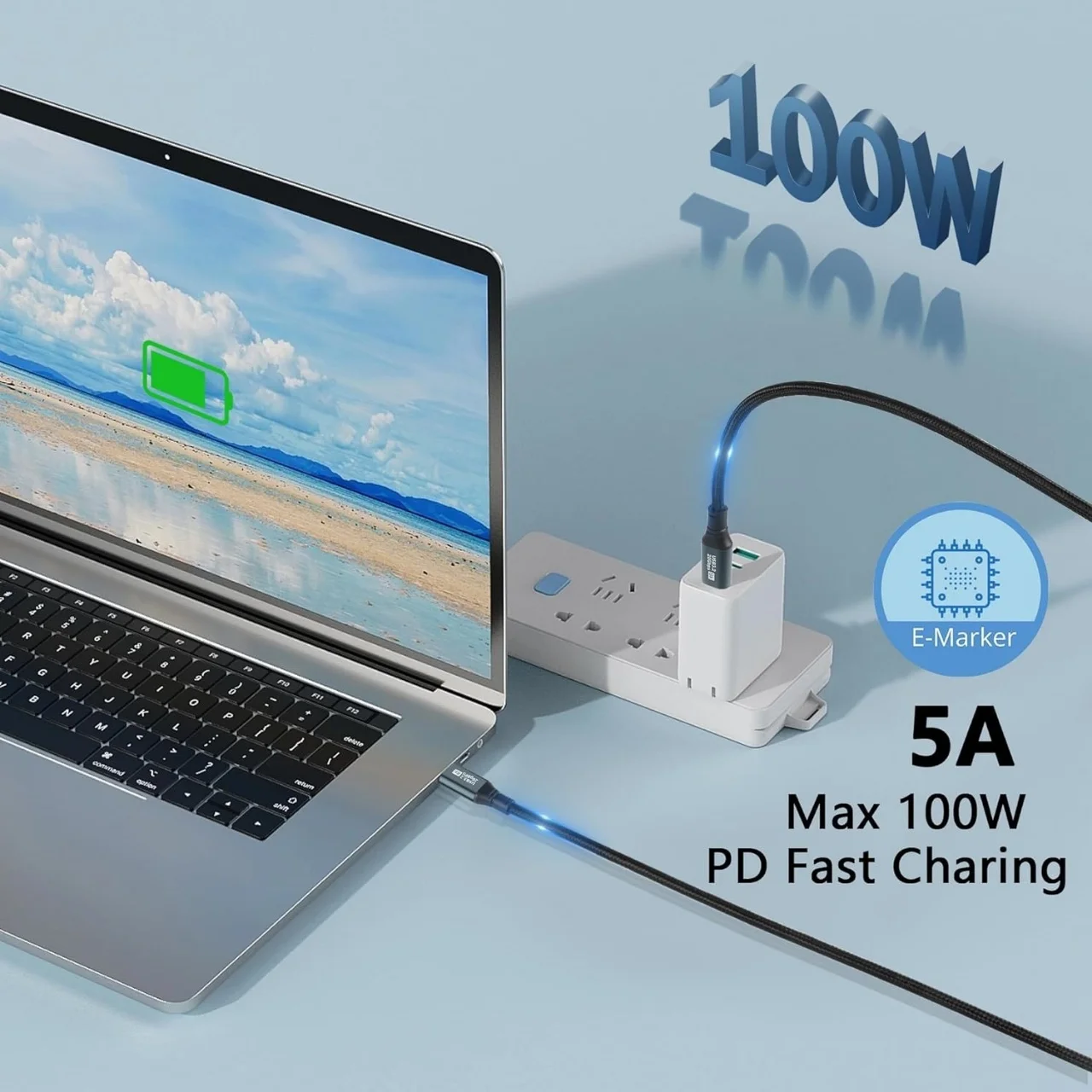 USB 3.2 20Gbps USB C to Type-C Cable USB 3.2 Gen2 Data Transfer Type C to Type C SSD Hard Disk Cable 20V 5A 100W 8K 60Hz thumbnail 2