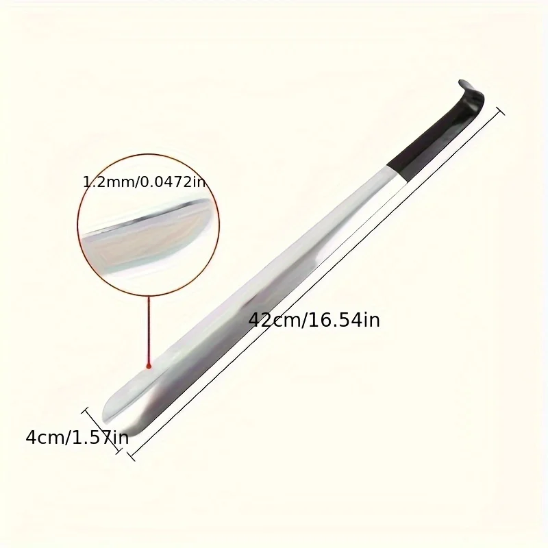[Stainless Steel Shoehorn] Long Handle Ergonomic Stainless Steel Shoehorn | 16.5"/42cm | Easy-Grip Metal Shoe Horn for Seniors thumbnail 6