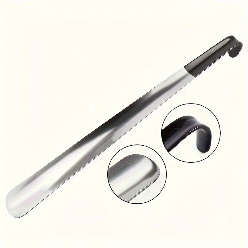 [Stainless Steel Shoehorn] Long Handle Ergonomic Stainless Steel Shoehorn | 16.5"/42cm | Easy-Grip Metal Shoe Horn for Seniors thumbnail 2