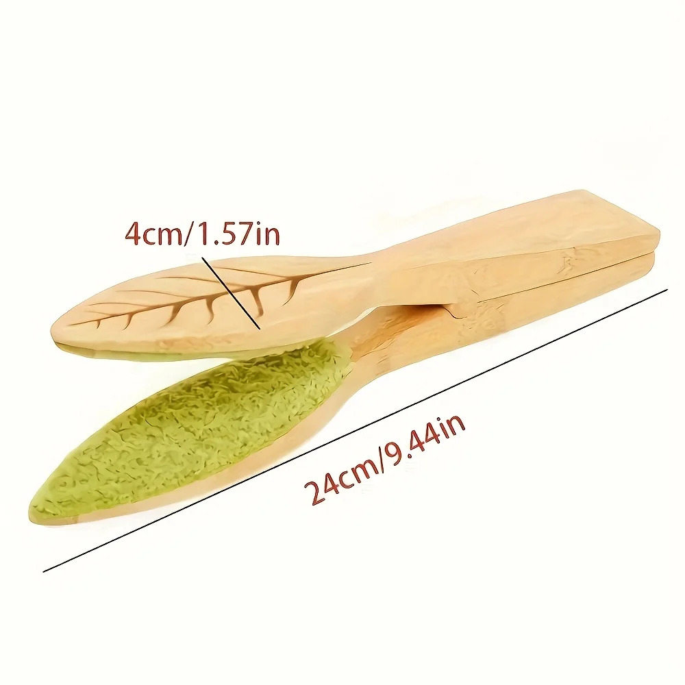 Leaf Cleaning Tongs - Handheld Green Plant Cleaning Brush with Ergonomic Handle,Durable Wooden Design for Efficient Leaf Removal thumbnail 3