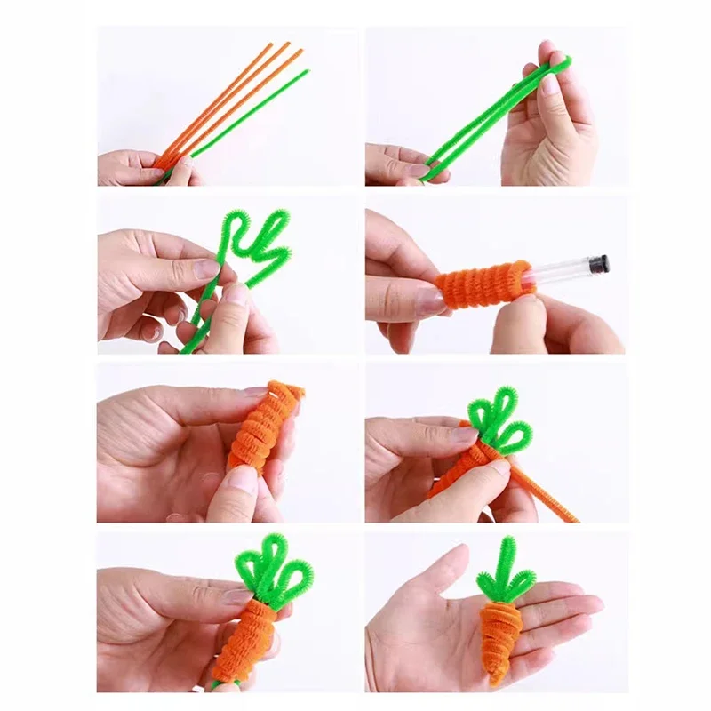 100~1000Pcs Colorful Chenille Rod Pipe Creative DIY Plush Wires Twist Stick Hair Strip Kids Flower Handmade Educational Toy thumbnail 5