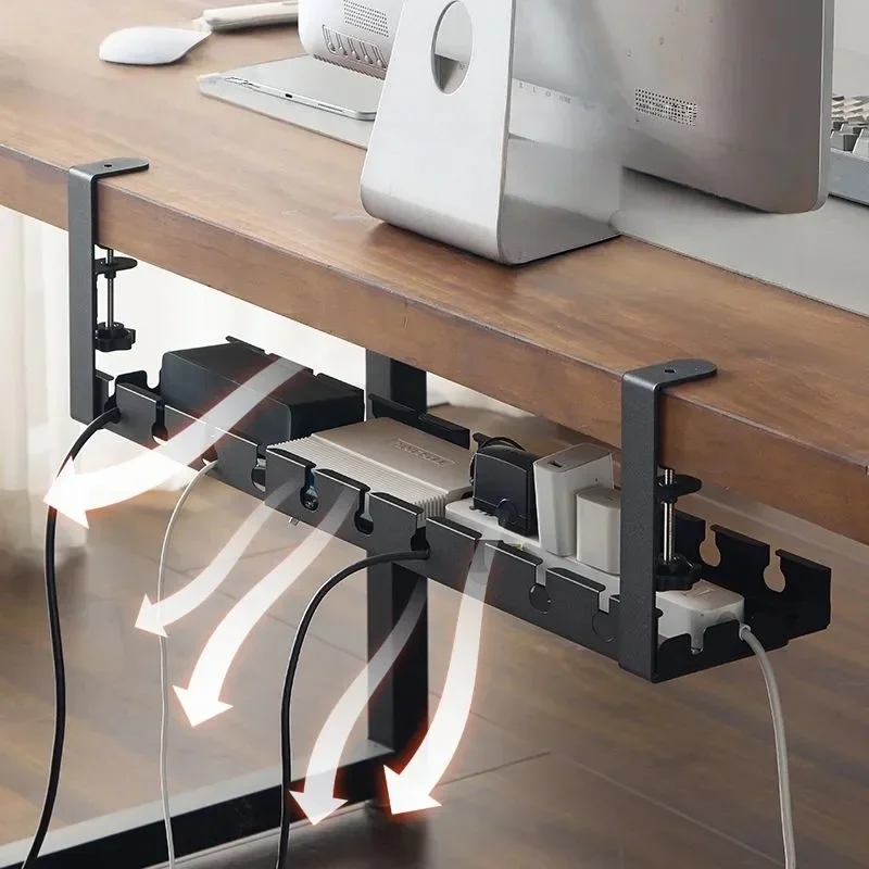 No Drilling Under Desk Wire Management Tray Retractable Cable Organizers in Home Office PC Router Data Wire Metal Storage Rack thumbnail 4