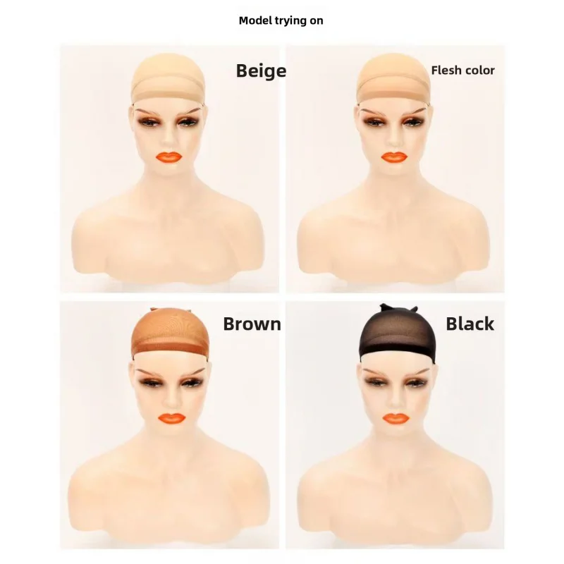 Ventilated Nylon Mesh Nude Stocking Wig Cap 12Pcs Stocking Wig Caps Stretch Mesh Caps Stocking Caps for Making Wigs Free Size thumbnail 6