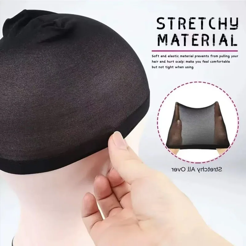 Ventilated Nylon Mesh Nude Stocking Wig Cap 12Pcs Stocking Wig Caps Stretch Mesh Caps Stocking Caps for Making Wigs Free Size thumbnail 3