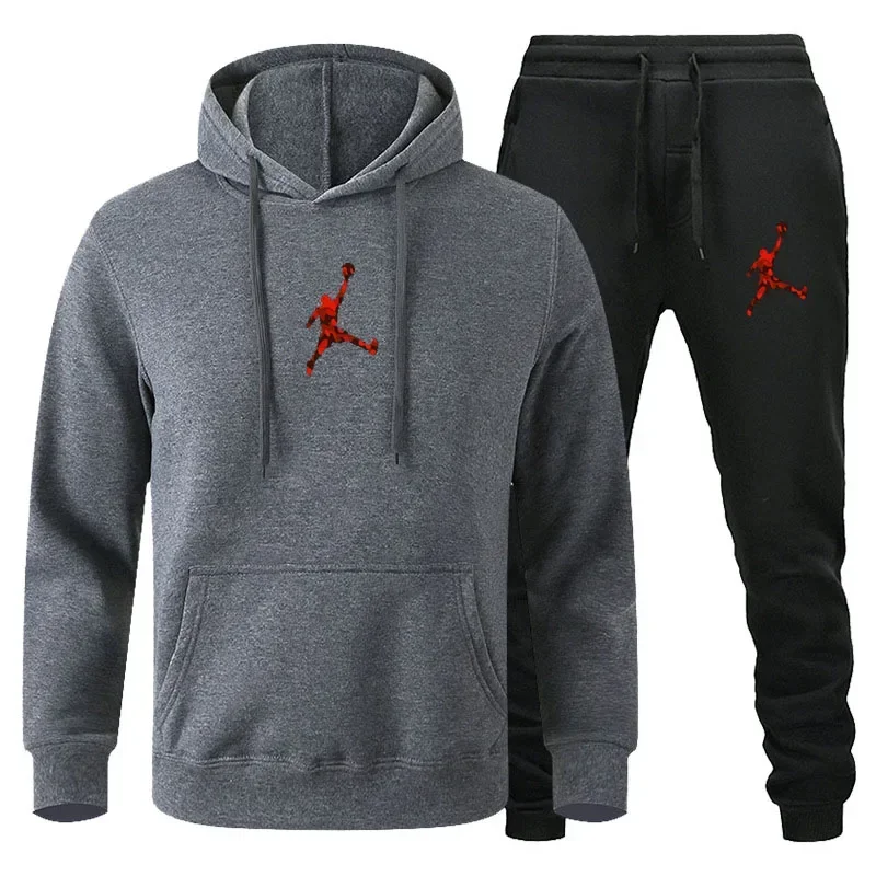 2025 Autumn/Winter Men's jogging Fitness sportswear Set: Fashionable long-sleeved sweatshirt + casual pants 2-piece set thumbnail 5