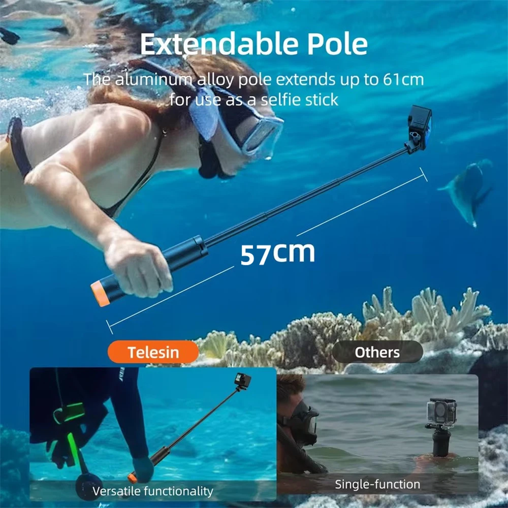 FANGTUOSI Underwater Buoyancy bar Diving Extendable Selfie Stick Tripod For Gopro Insta360 DJI OSMO Action Camera Accessories thumbnail 4