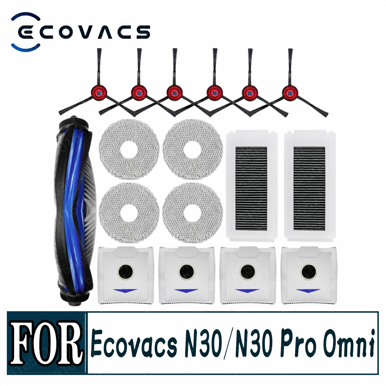 Ecovacs Debot N30 Omni / N30 Pro Omni Robot Vacuum Replacement Part Accessory Main Side Brush Hepa Filter Mop Dust Bag