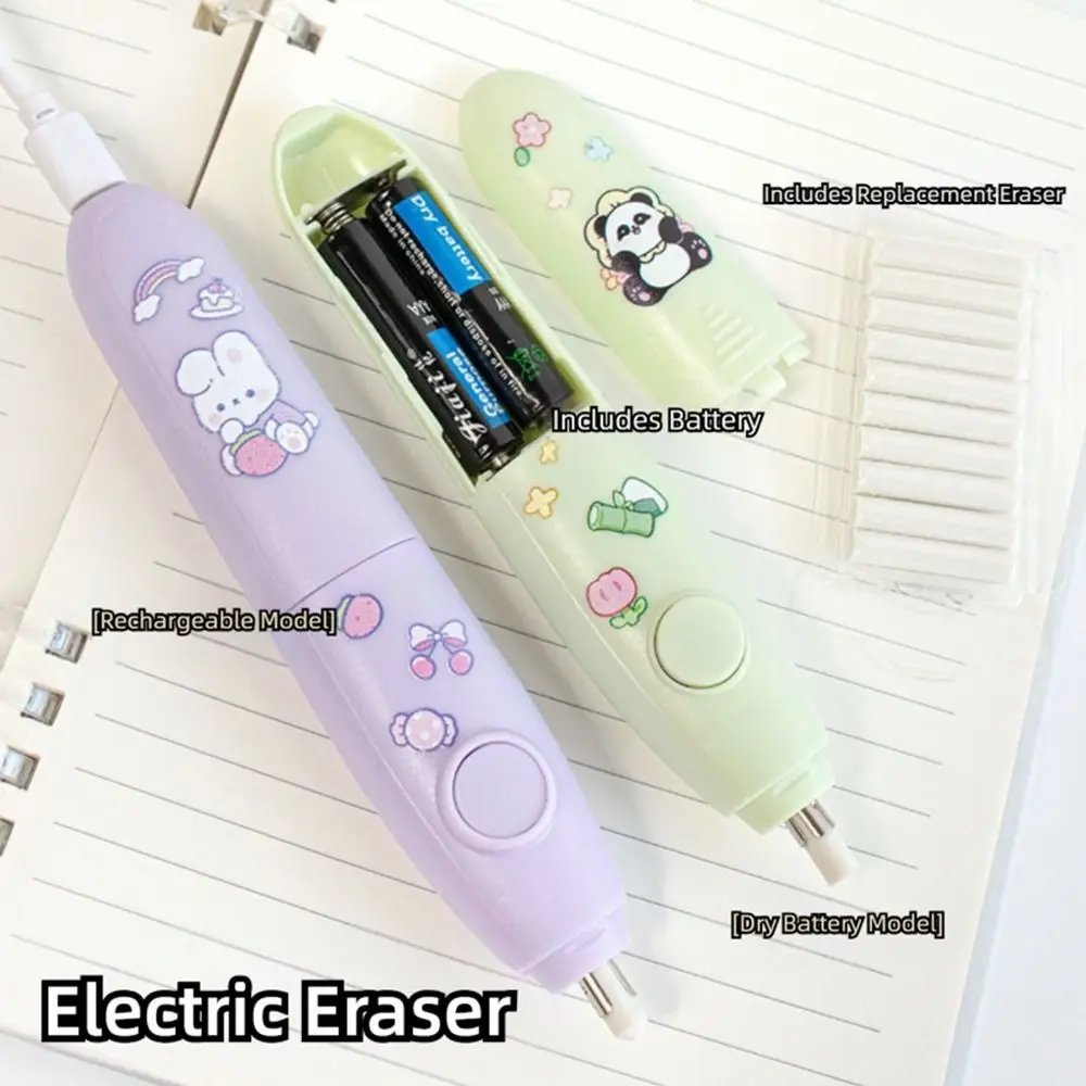 Cute Cartoon Design Electric Eraser Set Battery Powered with Replaceable Core Pencil Eraser Rechargeable Eraser School Office thumbnail 5