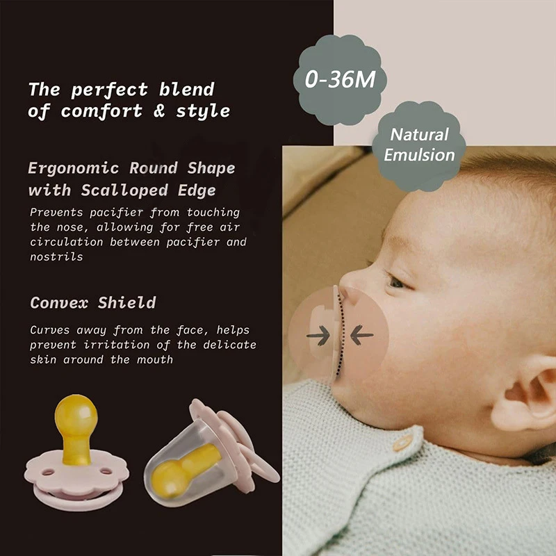 1Pc Imitation Breast Milk Round Head Pacifier Natural Rubber Environmentally Tasteless For 0-36 Months Babies thumbnail 3
