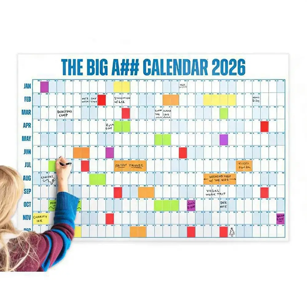 Durable Giant The Big A## Calendar with Pen and Adhesive Sticker Schedule Organizer 2026 Planner Sheet Wall Calendar thumbnail 4