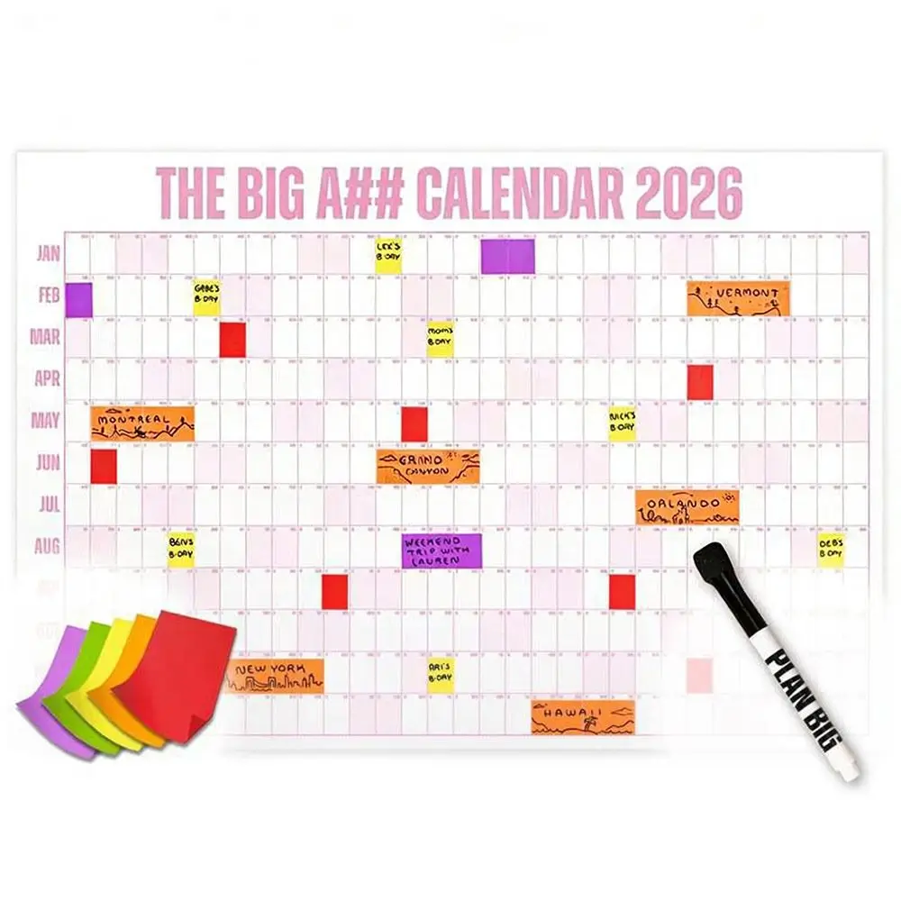 Durable Giant The Big A## Calendar with Pen and Adhesive Sticker Schedule Organizer 2026 Planner Sheet Wall Calendar thumbnail 5