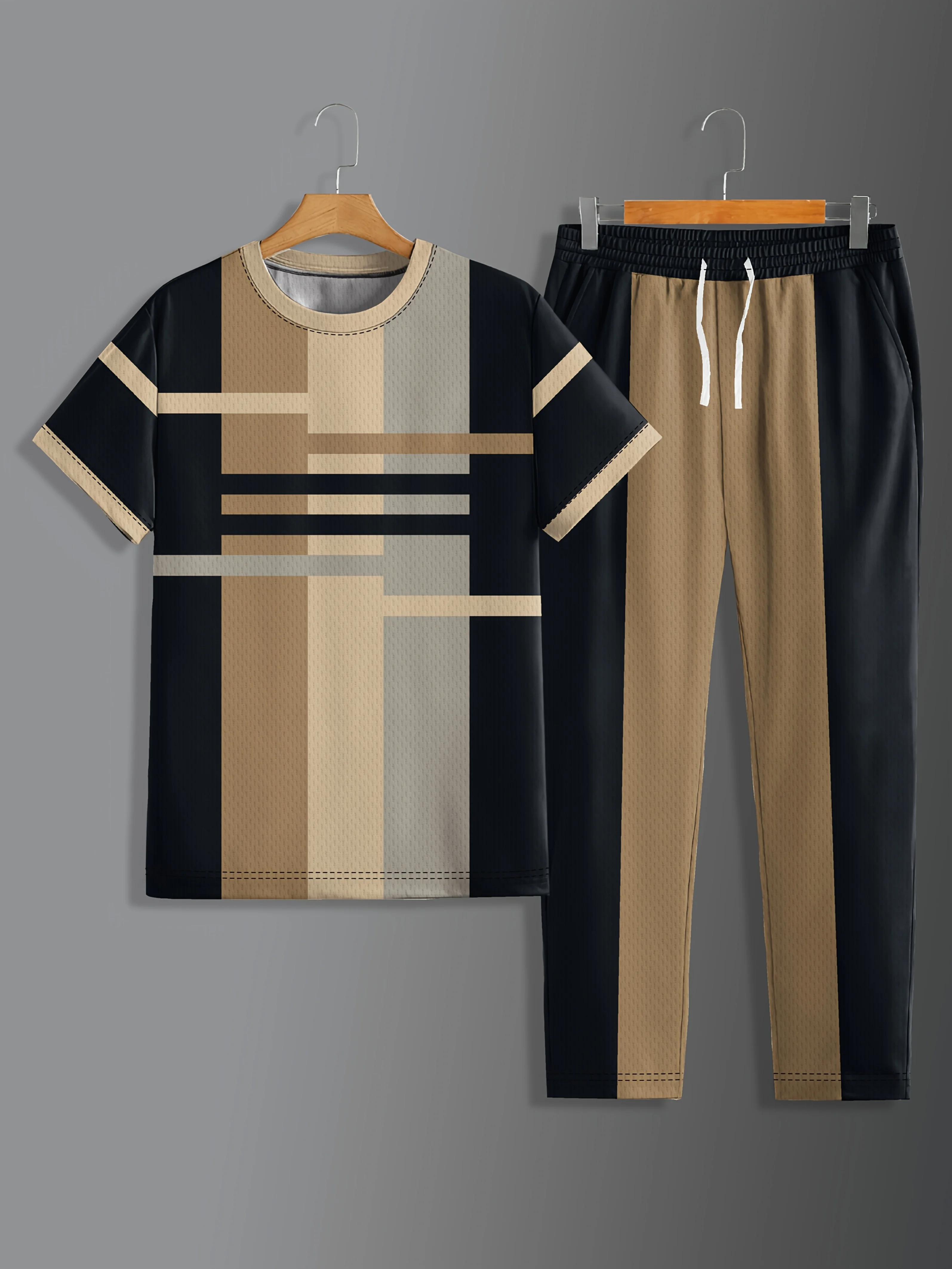 2025 Summer Fashion New Men's Set Sporty casual retro cool Breathable sweat-absorbing and moisture-wicking two-piece set thumbnail 2