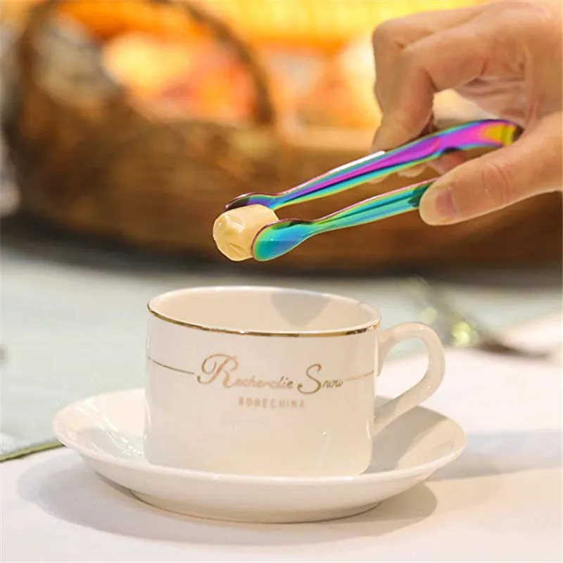 Multicolored Mini Sugar Tongs Small Ice Tongs, Mini Serving Tongs Ice Clip Small Kitchen Tongs for Tea Party Coffee Bar Utensils thumbnail 3
