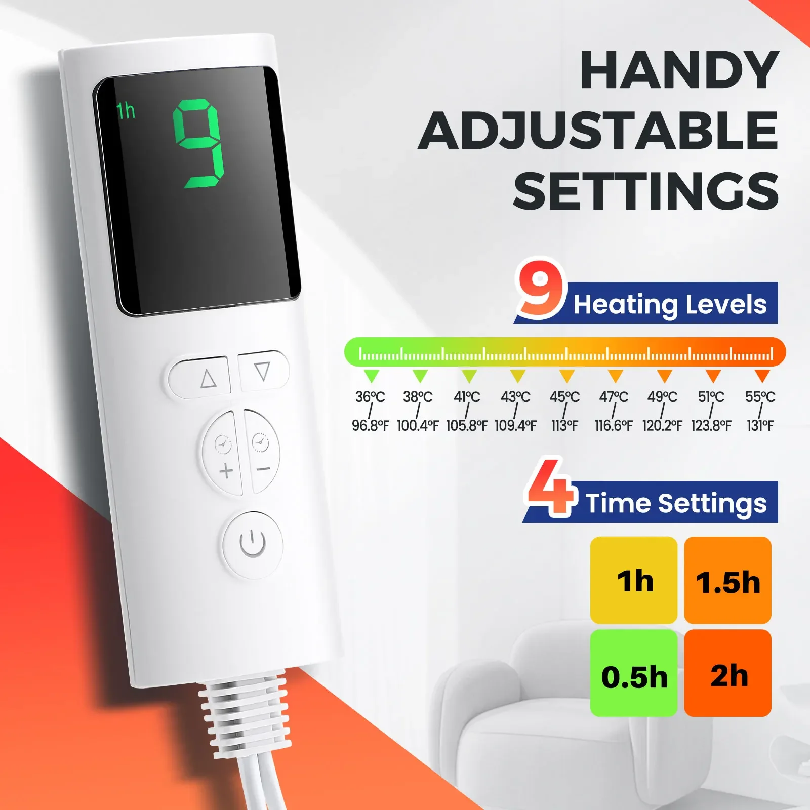 9-gear Electric Foot Heating Pad Portable Winter Soft Plush Washable Foot Warmer 4 Timer Heater Foot Warming Mat for Home Office thumbnail 2