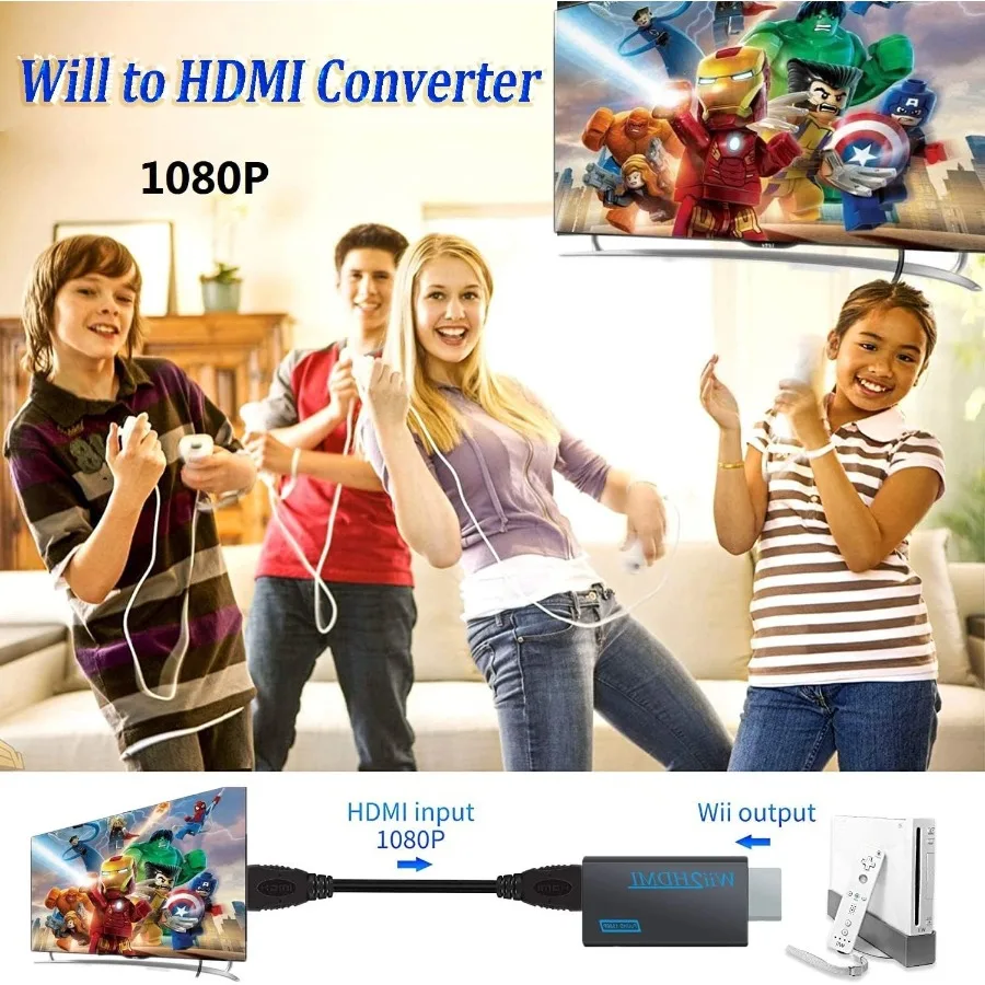 Grwibeou WII To HDMI-compatible Converter Full HD 1080P WII To HD Adapter 3.5mm Audio for PC HDTV Monitor Display with HD Cable thumbnail 2