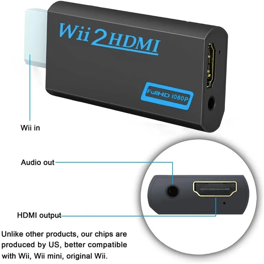 Grwibeou WII To HDMI-compatible Converter Full HD 1080P WII To HD Adapter 3.5mm Audio for PC HDTV Monitor Display with HD Cable thumbnail 5
