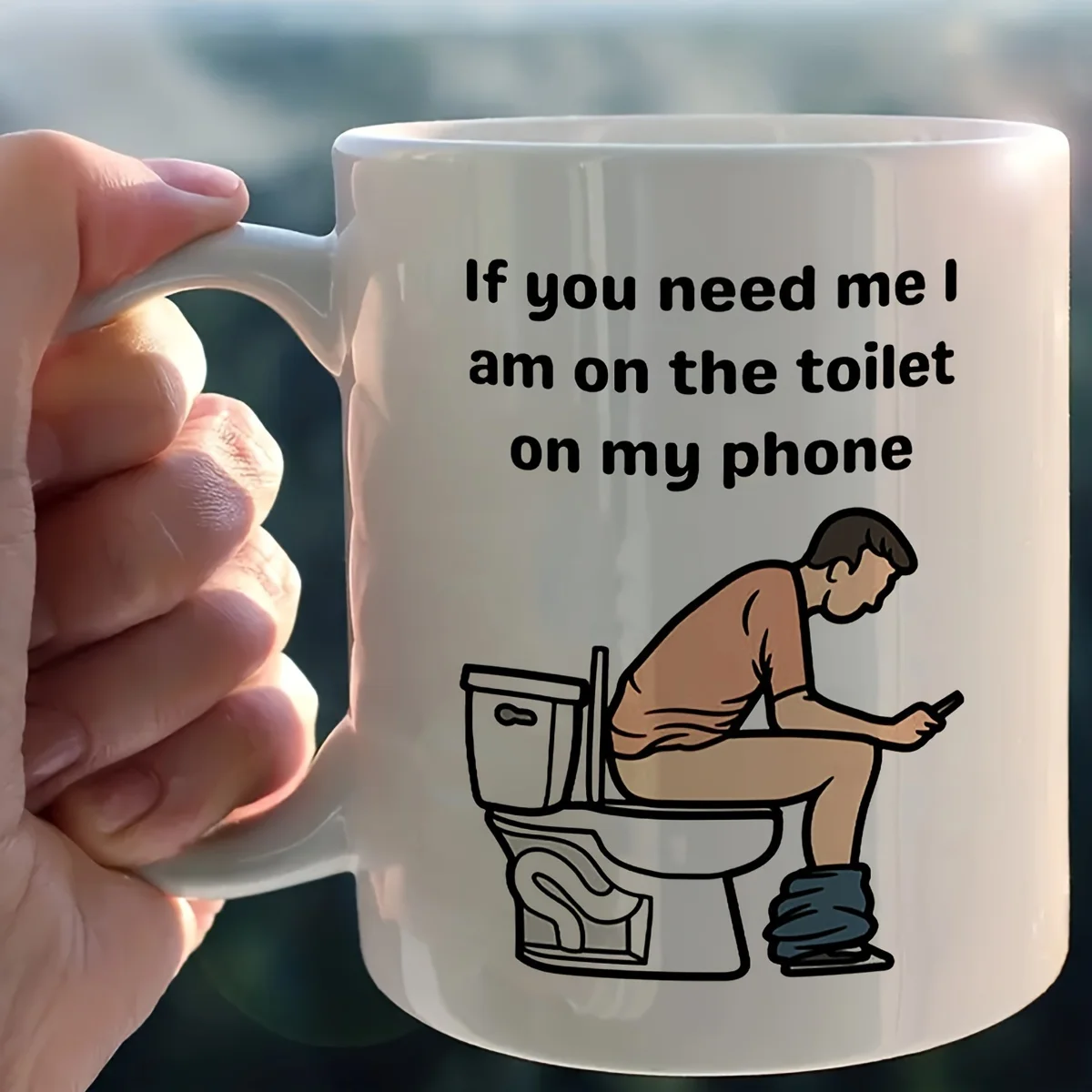 1pc, Funny Toilet Cup, Ceramic Coffee Cup Double-Sided Design, White Tea Cup for Hot Or Cold Drinks, Desk Decoration, If You Nee thumbnail 5