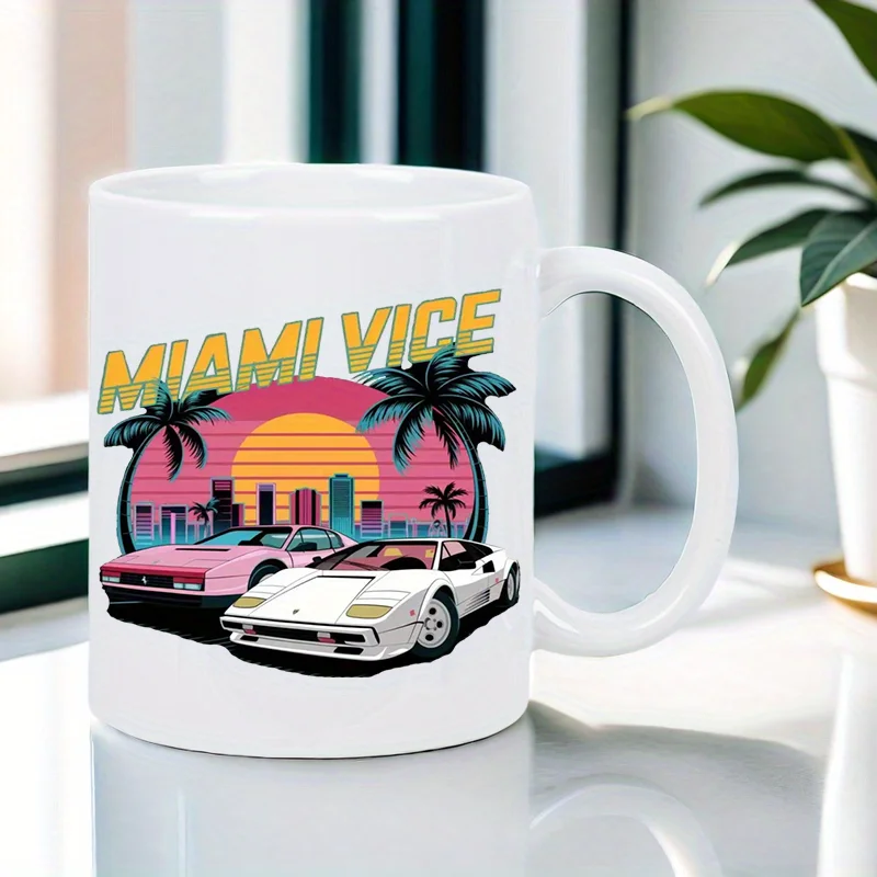 Miami Vice 11oz Ceramic Coffee Mug - Reusable, Insulated Travel Mug, Hand-Wash Only - Perfect Gift for Coffee Lovers, Men & Wome thumbnail 2