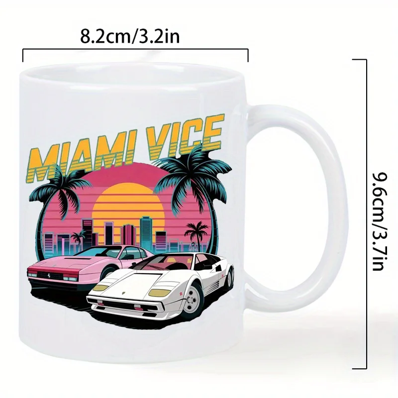 Miami Vice 11oz Ceramic Coffee Mug - Reusable, Insulated Travel Mug, Hand-Wash Only - Perfect Gift for Coffee Lovers, Men & Wome thumbnail 4