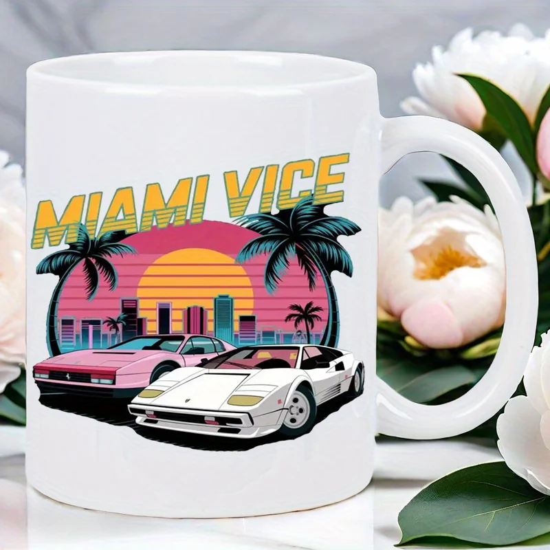 Miami Vice 11oz Ceramic Coffee Mug - Reusable, Insulated Travel Mug, Hand-Wash Only - Perfect Gift for Coffee Lovers, Men & Wome thumbnail 3