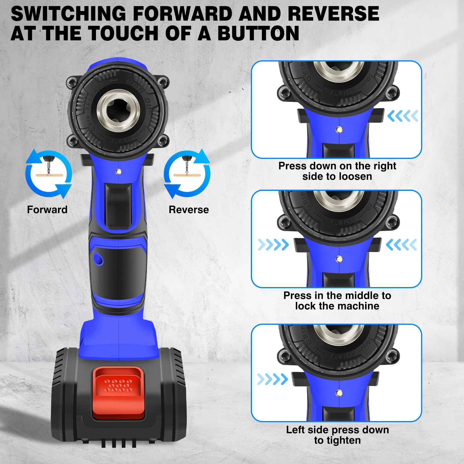 21V Cordless Drill,Electric Screwdriver Tools Kit with 25+1 Torque Setting,2 Variable Speed,29PCS Accessories,LED Work Light thumbnail 3