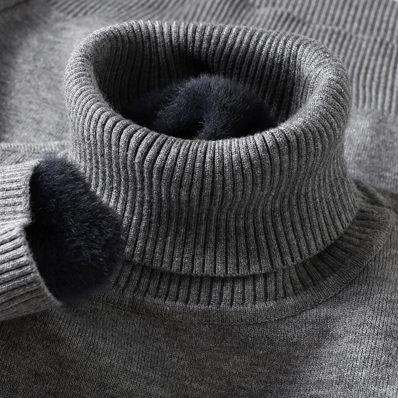 Sweatwear Mens Anti-pilling High Quality Knitted Turtleneck Sweater Slim Fit Long Sleeve Pullover Solid Color Trend Men Clothing thumbnail 3