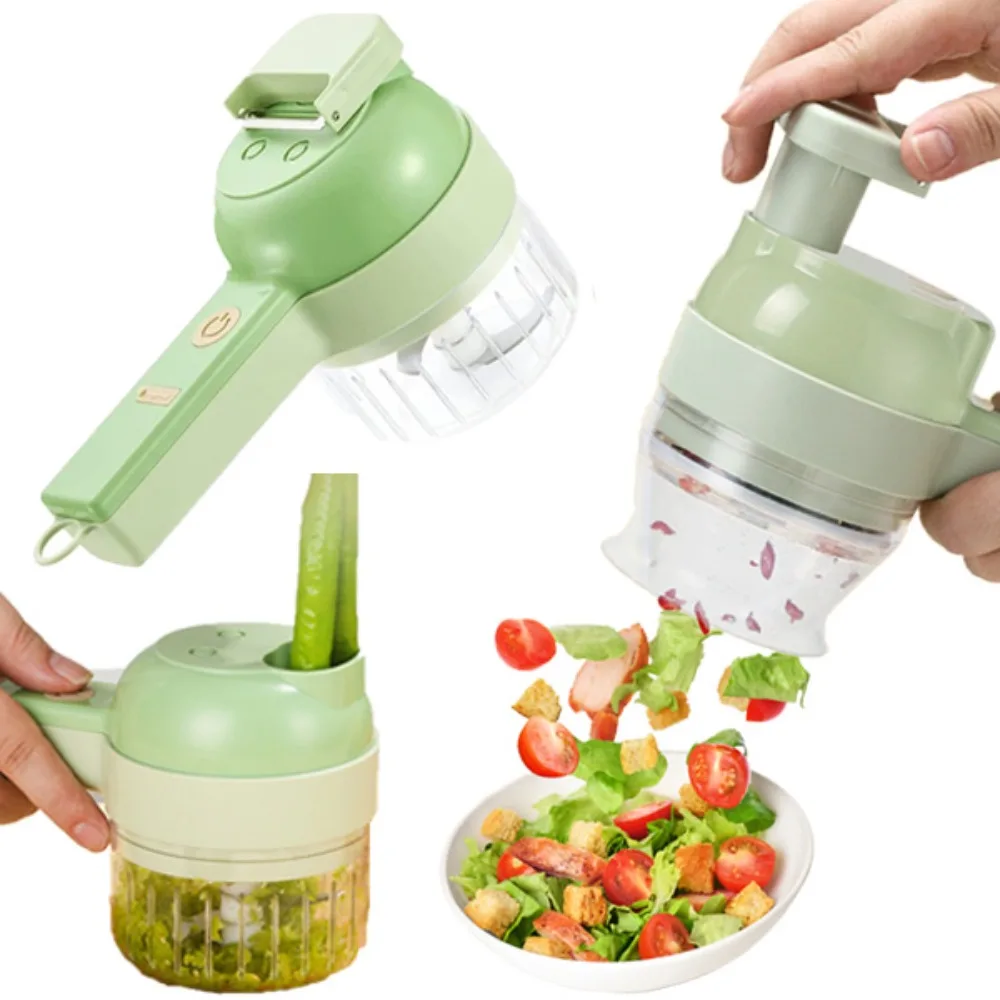 Electric Vegetable Cutter Set Handheld Wireless Garlic Masher Food Chopper Meat Grinder Machine Peel Slice Kitchen Accessories