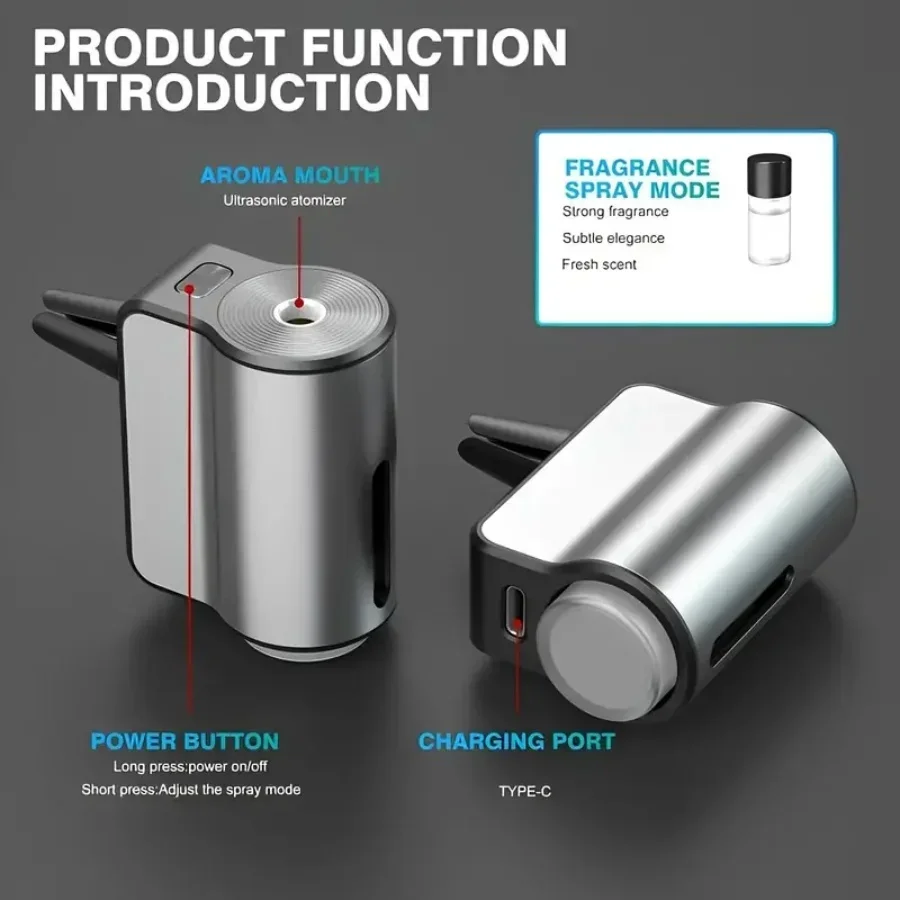 Car air freshener, three intensity adjustable, car aroma diffuser, portable freshener perfume fragrance thumbnail 5
