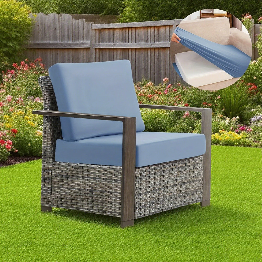Luxury Outdoor Elastic Sofa Cover Solid Color Cushion Cover for Garden Patio Replacement Sofa Seat Slipcover Courtyard Dustproof thumbnail 4