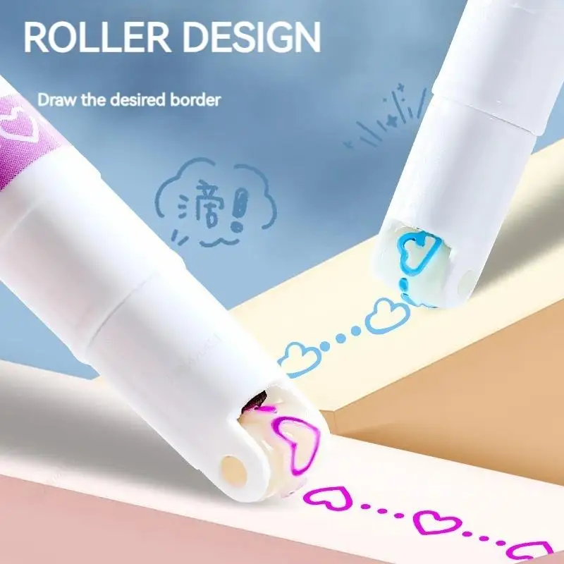 6Pcs/Set Flower Shape Outline Pens Highlighter Marker Curve Roller Tip Pencil Cute Stationery Kawaii Graffiti School Acsesories thumbnail 3